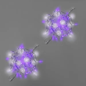 Гирлянда Нить 10 м (5+5) Фиолетовая с Мерцанием, 100 LED, Белый Каучук, IP65, INOX
