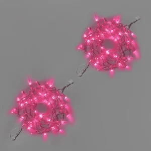 Гирлянда Нить 10 м (5+5) Розовая Статика, 100 LED, Прозрачный ПВХ, IP65, INOX