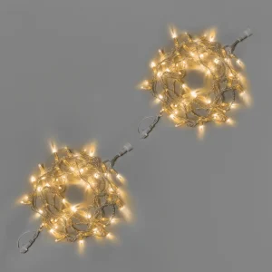 Гирлянда Нить 10 м (5+5) Тепло-Белая Статика, 100 LED, Прозрачный ПВХ, IP65, INOX