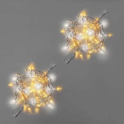Гирлянда Нить 10 м (5+5) Тёплая Белая с Мерцанием, 100 LED, Белый Каучук, IP65, INOX