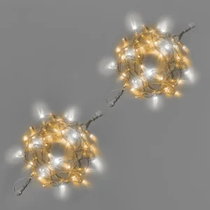 Гирлянда Нить 10 м (5+5) Тепло-Белая с Мерцанием, 100 LED, Прозрачный ПВХ, IP65, INOX
