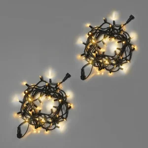 Гирлянда Нить 10 м (5+5) Тепло-Белая с Мерцанием, 100 LED, Чёрный Каучук, IP65, INOX