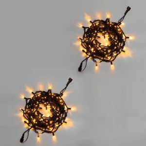 Гирлянда Нить 10 м (5+5) Тепло-Белая с Мерцанием, 100 LED, Чёрный Каучук, IP65, INOX