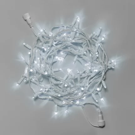 Гирлянда Нить 10 м Белая Статика, 100 LED, Белый Каучук, IP65, INOX