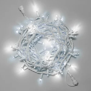 Гирлянда Нить 10 м Белая мерцающая 24 В, 100 LED, Провод Белый Каучук 3.3 мм, IP65