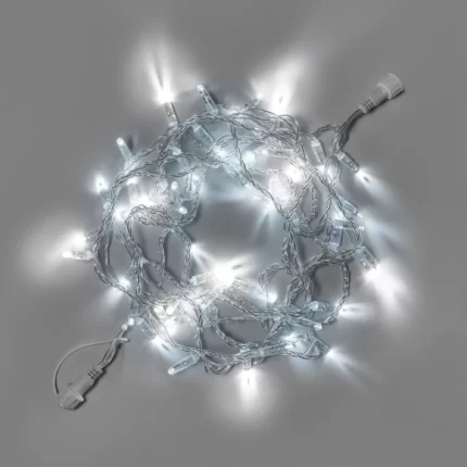 Гирлянда Нить 10 м Белая с Мерцанием, 100 LED, Прозрачный ПВХ, 24 В, IP65, INOX