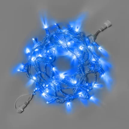 Гирлянда Нить 10 м Синяя Статика, 100 LED, Прозрачный ПВХ, IP65, INOX