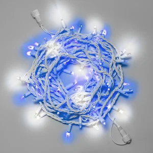 Гирлянда Нить 10 м Синяя с Мерцанием, 100 LED, Белый Каучук, 24 В, IP65, INOX