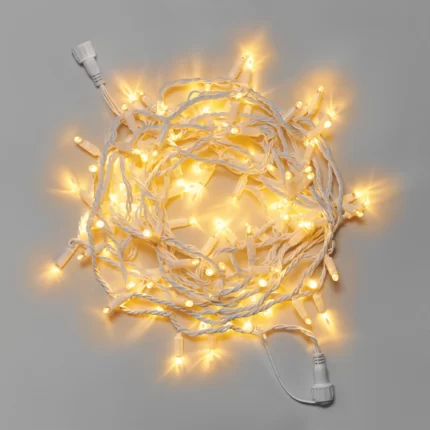 Гирлянда Нить 10 м Тепло-Белая Статика, 100 LED, Белый Каучук, IP65, INOX