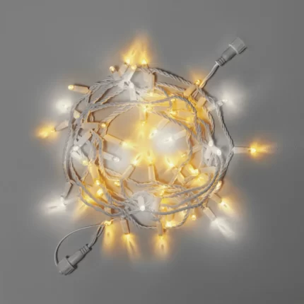 Гирлянда Нить 10 м Тёплая Белая с Мерцанием, 100 LED, Белый Каучук, 24 В, IP65, INOX