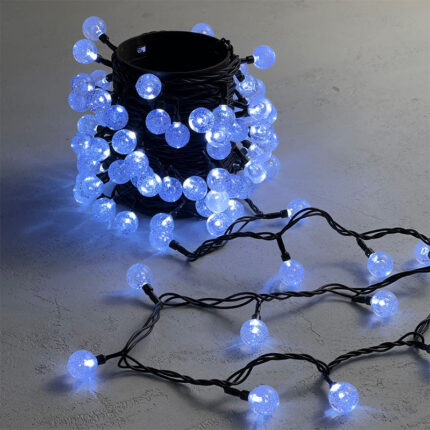 Гирлянда Шарики 10 м Белая Статика, 100 LED, Чёрный ПВХ, IP54, LTC