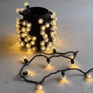Гирлянда Шарики 10 м Тепло-Белая Статика, 100 LED, Чёрный Каучук, IP54, LTC