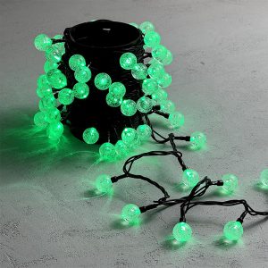 Гирлянда Шарики 10 м Зелёная Статика, 100 LED, Чёрный ПВХ, IP54, LTC