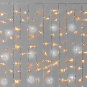 Гирлянда Занавес 2×1.5 м Тепло-Белый с Мерцанием, 220В, 300 LED, Провод Прозрачный ПВХ, IP65