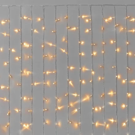 Гирлянда Занавес 2×1.5 м Тепло-Белый Статика, 220В, 300 LED, Провод Прозрачный ПВХ, IP65
