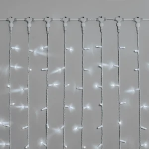 Гирлянда Занавес 2×6 м Белый с Мерцанием 220В, 1000 LED, Провод Белая Резина, IP65
