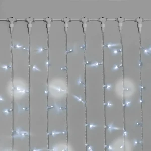 Гирлянда Занавес 2×3 м. Белый 220В, 600 LED, Провод Прозрачная Резина, IP65
