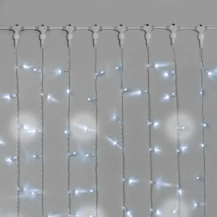 Гирлянда Занавес 2×3 м. Белый 220В, 600 LED, Провод Прозрачная Резина, IP65