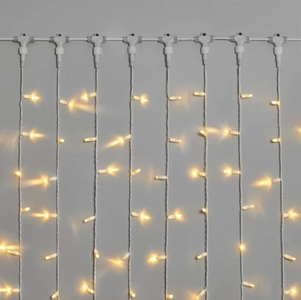 Гирлянда занавес 2x3 м, Тепло-Белый Статика, 220В, 600 LED, IP65, белая резина, PREMIUM PRO