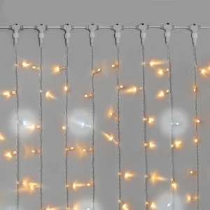 Гирлянда Занавес 2×3 м. Теплый Белый 220В, 600 LED, Провод Прозрачная Резина, IP65