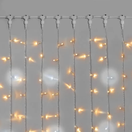Гирлянда Занавес 2×3 м. Теплый Белый 220В, 600 LED, Провод Прозрачная Резина, IP65
