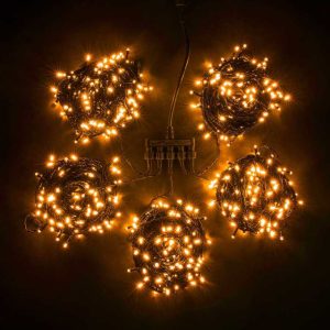 Гирлянда Клип Лайт Спайдер, комплект 5 жёлтых нитей статика по 20 м, 1000 LED, провод чёрный ПВХ, IP54