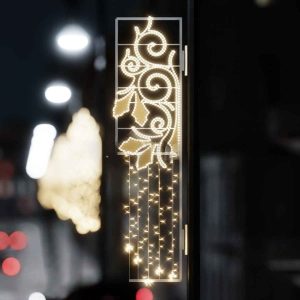 Уличная консоль «Новогоднее украшение опор», 0,56×2,15 м, IP65, золотой свет