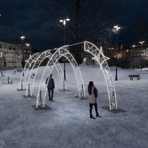Уличный световой тоннель «Падающие звёзды», 4,3×3,58×11 м, IP65, холодный свет
