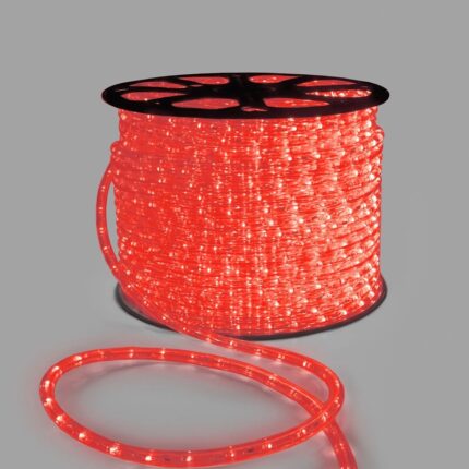 Светодиодный Дюралайт Ø13 мм Красный 24В, 36 LED/м, Бухта 100м, Свечение 360°, IP65