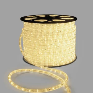 Светодиодный Дюралайт Ø13 мм, тепло-белый с мерцанием, 220 В, 36 LED/м, бухта 100 м, свечение 360°, IP65