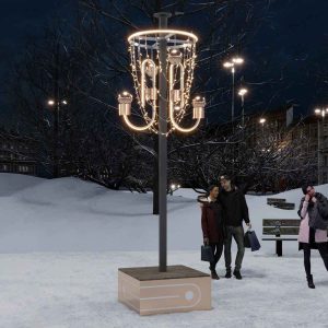 Декоративный столб «Брызги шампанского», 4 м, IP65, золотой свет