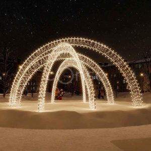 Световая арка-фотозона «Новогодняя входная группа» 10×5×10 м, IP65, золотое свечение