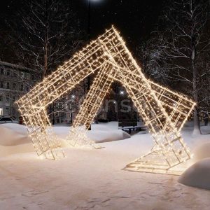 Световой новогодний тоннель «Ромбы», 4,3×3×3 м, IP65, золотое свечение