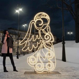 Новогодний световой арт-объект «Ангел», 2,3 м, IP65, золотое свечение