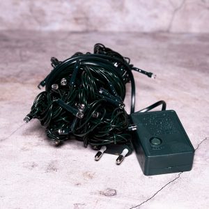 Гирлянда Нить 10 м Мультиколор с Мерцанием, 100 LED, Зелёный ПВХ, IP20, LEON