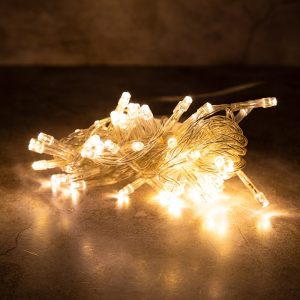 Гирлянда Нить 3,5 м Тепло-Белая с Мерцанием, 50 LED, Прозрачный ПВХ, IP20, LEON
