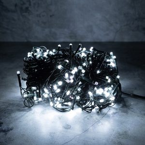 Гирлянда Нить 20 м Белая мерцающая 220 В, 200 LED, Провод Зеленый ПВХ, IP20