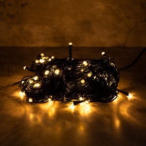 Гирлянда Нить 15 м Тепло-Белая с Мерцанием, 200 LED, Зелёный ПВХ, IP20, LEON
