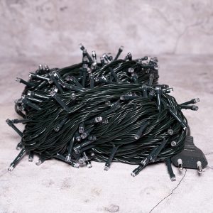 Гирлянда Нить 30 м Белая мерцающая 220 В, 300 LED, Провод Зеленый ПВХ, IP20