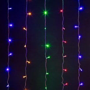 Гирлянда Занавес 1.5х1.5 м Мультиколор с Мерцанием, 220В, 160 LED, Провод Прозрачный ПВХ, IP20