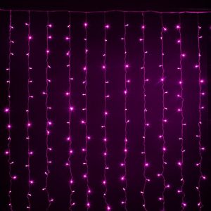 Гирлянда Занавес 3×2 м, Розовый с Мерцанием, 320 LED, IP20