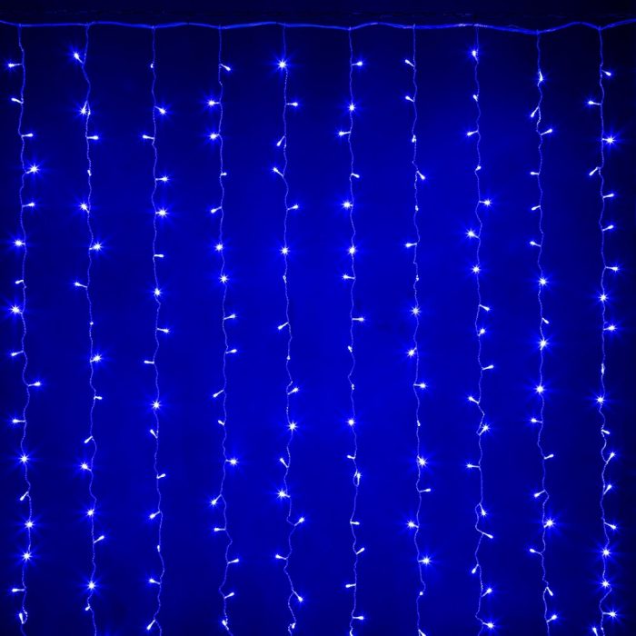 2341_1 Гирлянда Занавес 3×2 м, Синий с Мерцанием, 320 LED, IP20