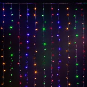 Гирлянда Занавес 3×3 м, Мультиколор с Мерцанием, 450 LED, IP20
