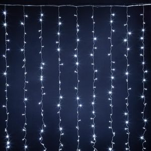 Гирлянда Занавес 3×3 м, Белый с Мерцанием, 450 LED, IP20