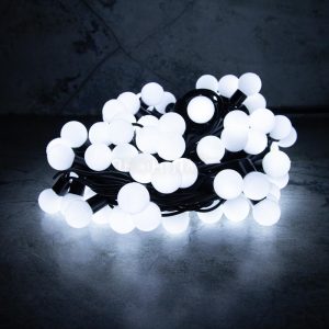 Гирлянда Нить 10 м Белая Статика, 100 LED, Чёрный Каучук, IP44