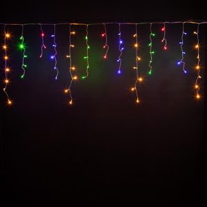 Гирлянда Бахрома 3 м Мультиколор с Мерцанием, 120 LED, Прозрачный ПВХ, IP20, LEON