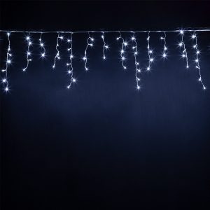 Гирлянда Бахрома 3 м с Мерцанием Белая, 120 LED, Прозрачный ПВХ, IP20