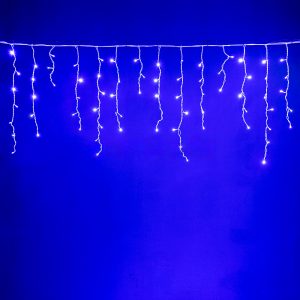Гирлянда Бахрома 5 м Синий 220В, 200 LED, Провод Белый Каучук, IP44