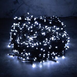 Гирлянда Клип Лайт, белая с мерцанием 100 м, 1000 LED, провод чёрный каучук, IP55