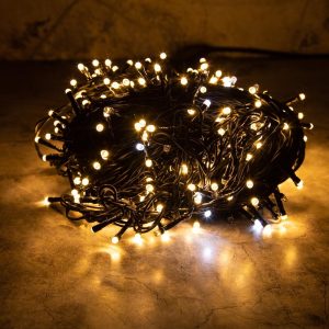 Гирлянда Клип Лайт, тепло-белый с мерцанием 30 м, 300 LED, провод чёрный Каучук, IP55